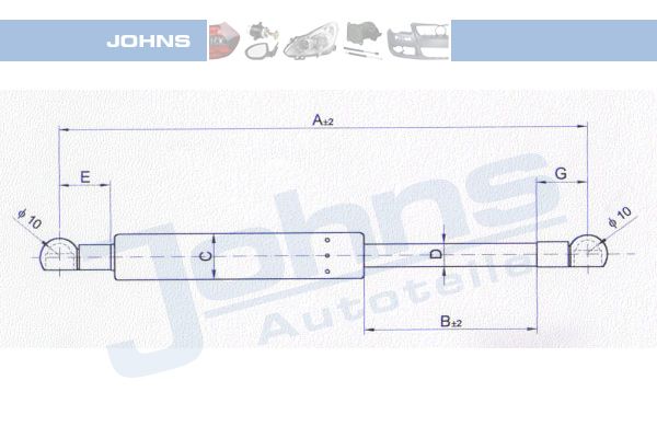 JOHNS Газовая пружина, капот 20 24 03-91