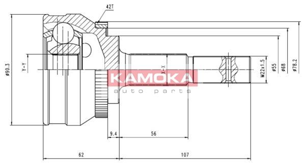 KAMOKA Šarnīru komplekts, Piedziņas vārpsta 6538