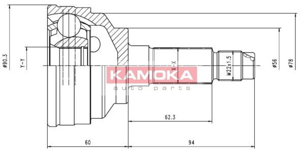 KAMOKA Шарнирный комплект, приводной вал 6558
