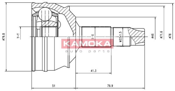 KAMOKA Шарнирный комплект, приводной вал 6632