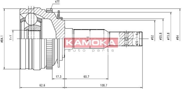 KAMOKA Шарнирный комплект, приводной вал 6746