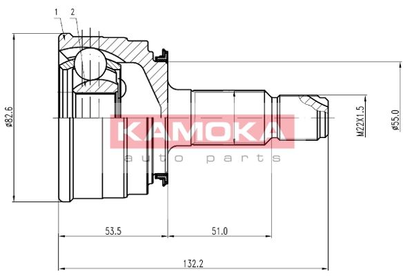 KAMOKA Шарнирный комплект, приводной вал 6748