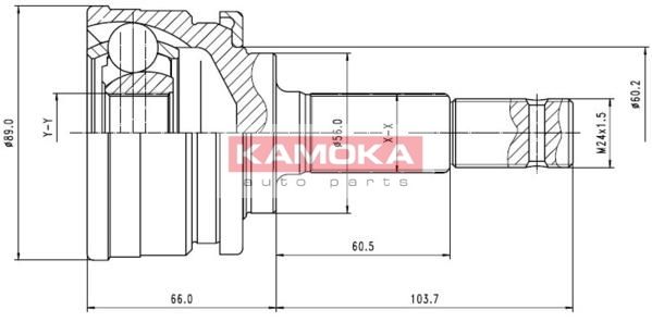 KAMOKA Šarnīru komplekts, Piedziņas vārpsta 6754