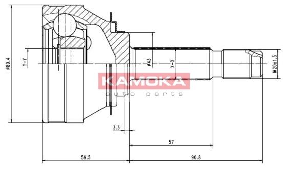 KAMOKA Šarnīru komplekts, Piedziņas vārpsta 7002