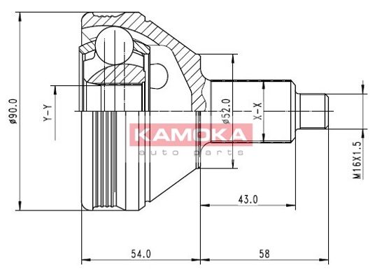KAMOKA Шарнирный комплект, приводной вал 7086