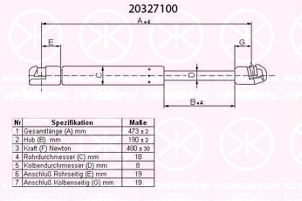 KLOKKERHOLM Газовая пружина, крышка багажник 20327100