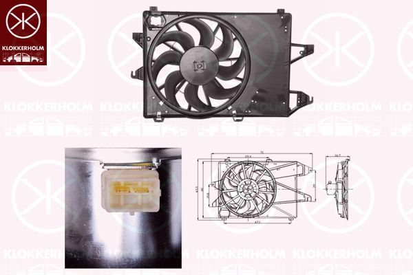 KLOKKERHOLM Вентилятор, охлаждение двигателя 25542601