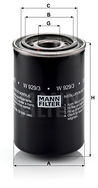 MANN-FILTER Eļļas filtrs W 929/3