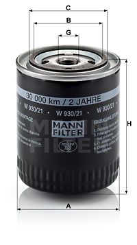 MANN-FILTER Eļļas filtrs W 930/21