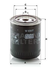 MANN-FILTER Eļļas filtrs W 930/7