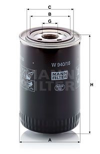 MANN-FILTER Фильтр, система рабочей гидравлики W 940/18