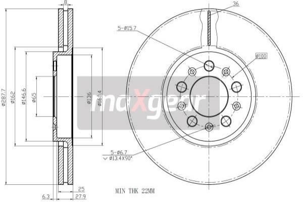 MAXGEAR Тормозной диск 19-0762MAX