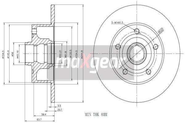 MAXGEAR Тормозной диск 19-0787MAX