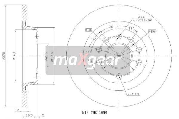 MAXGEAR Тормозной диск 19-0813MAX