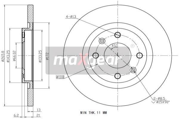 MAXGEAR Тормозной диск 19-0843