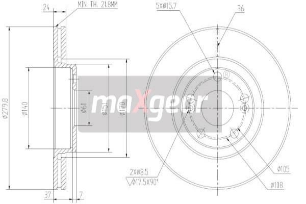 MAXGEAR Bremžu diski 19-1008MAX