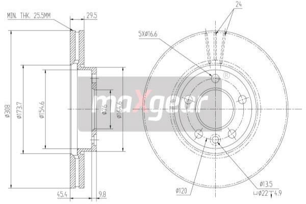 MAXGEAR Bremžu diski 19-1050MAX