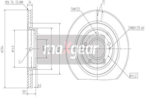 MAXGEAR Тормозной диск 19-1057