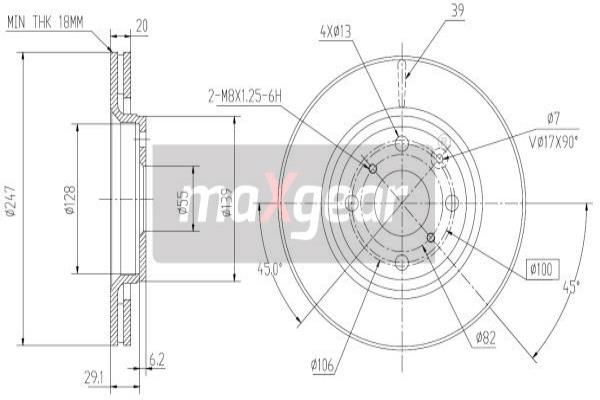 MAXGEAR Тормозной диск 19-1844