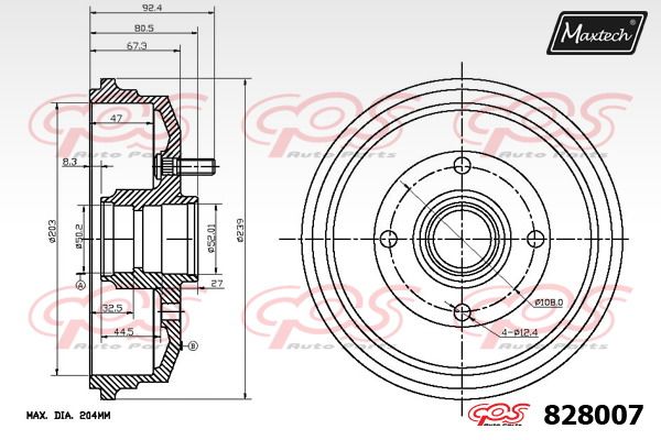 MAXTECH Bremžu trumulis 828007.0000