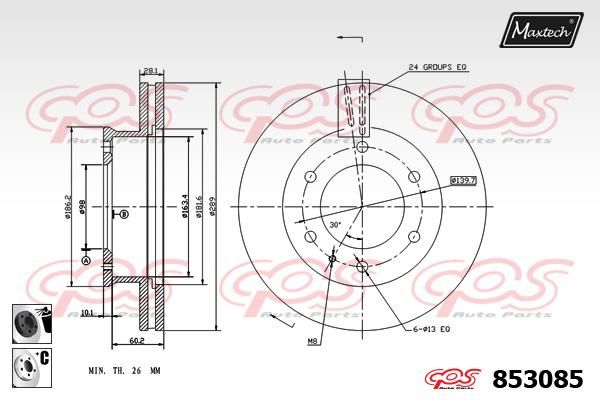 MAXTECH Тормозной диск 853085.6060