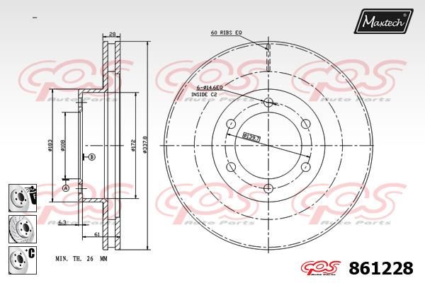 MAXTECH Тормозной диск 861228.6880