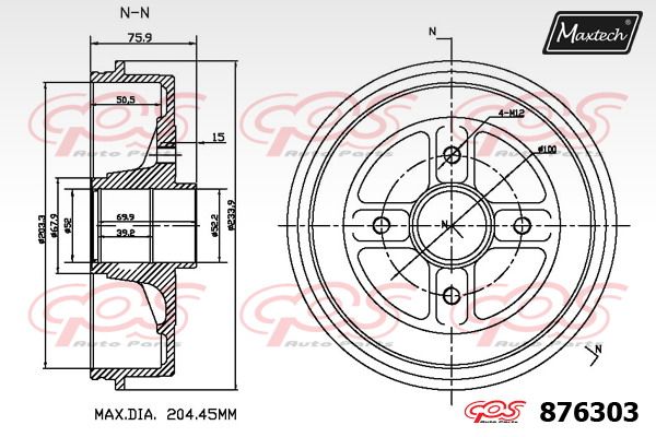 MAXTECH Bremžu trumulis 876303.0000