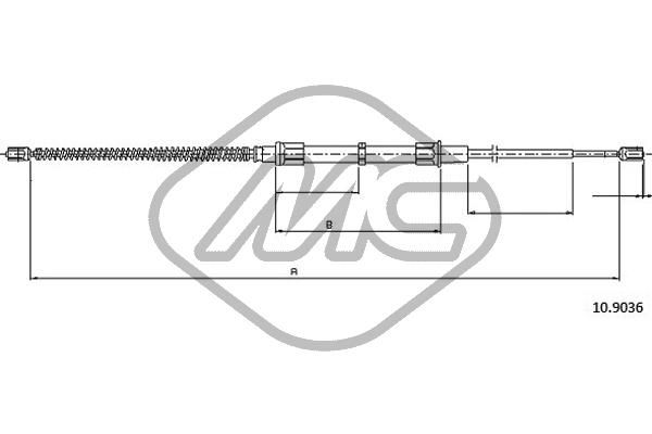 METALCAUCHO Тросик, cтояночный тормоз 83286