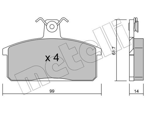 METELLI Комплект тормозных колодок, дисковый тормоз 22-0026-4