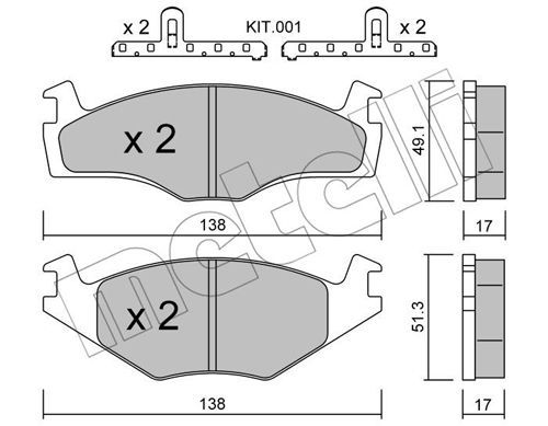 METELLI Комплект тормозных колодок, дисковый тормоз 22-0045-2K