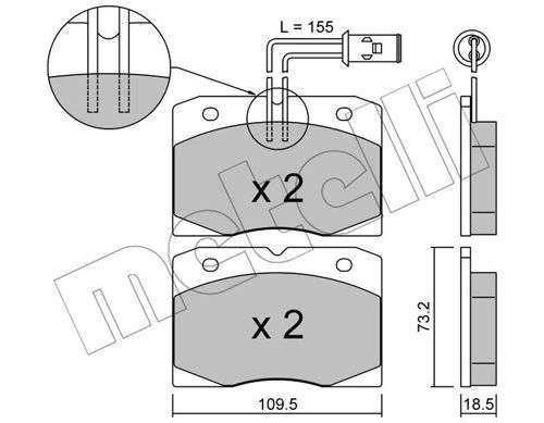 METELLI Комплект тормозных колодок, дисковый тормоз 22-0051-0