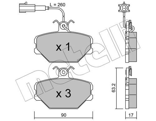METELLI Комплект тормозных колодок, дисковый тормоз 22-0059-0