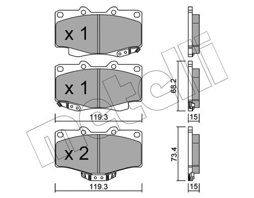 METELLI Комплект тормозных колодок, дисковый тормоз 22-0129-0