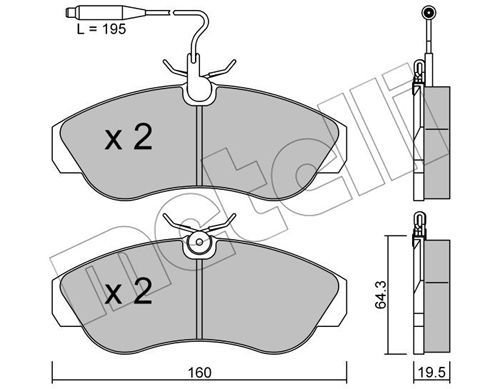 METELLI Комплект тормозных колодок, дисковый тормоз 22-0155-0