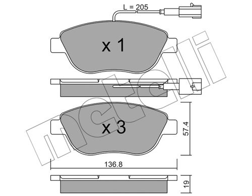 METELLI Комплект тормозных колодок, дисковый тормоз 22-0322-0