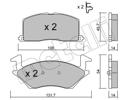 METELLI Комплект тормозных колодок, дисковый тормоз 22-0422-0