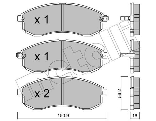 METELLI Комплект тормозных колодок, дисковый тормоз 22-0482-0