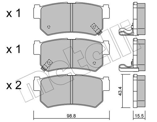 METELLI Комплект тормозных колодок, дисковый тормоз 22-0519-0