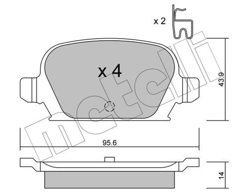 METELLI Комплект тормозных колодок, дисковый тормоз 22-0541-0
