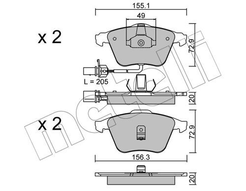 METELLI Комплект тормозных колодок, дисковый тормоз 22-0549-0