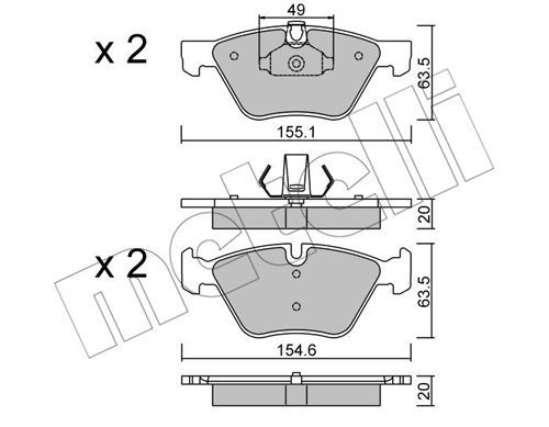METELLI Комплект тормозных колодок, дисковый тормоз 22-0557-0