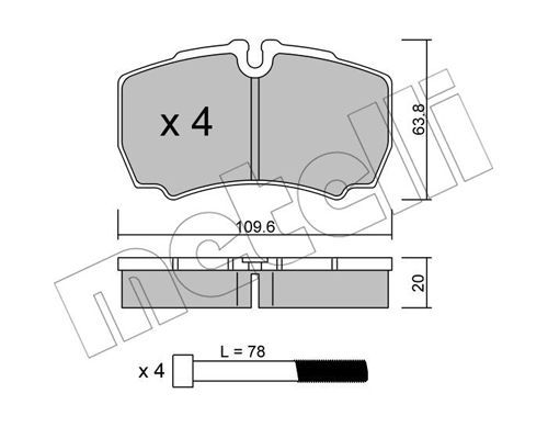 METELLI Комплект тормозных колодок, дисковый тормоз 22-0604-0