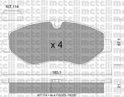 METELLI Комплект тормозных колодок, дисковый тормоз 22-0671-2