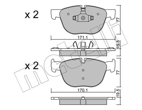 METELLI Комплект тормозных колодок, дисковый тормоз 22-0770-0