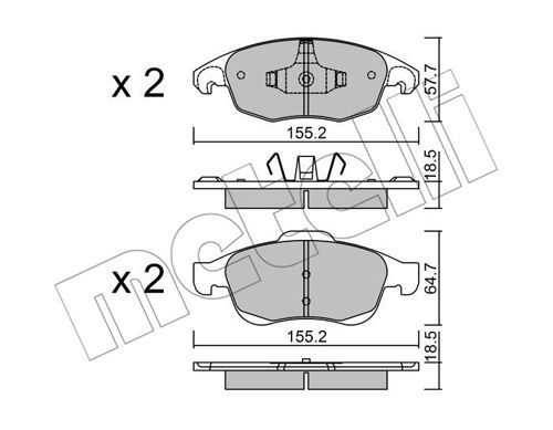 METELLI Комплект тормозных колодок, дисковый тормоз 22-0800-0