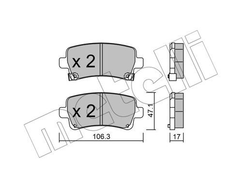 METELLI Комплект тормозных колодок, дисковый тормоз 22-0844-0