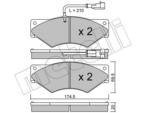 METELLI Комплект тормозных колодок, дисковый тормоз 22-0849-1