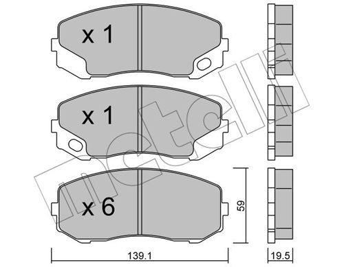 METELLI Комплект тормозных колодок, дисковый тормоз 22-0910-0
