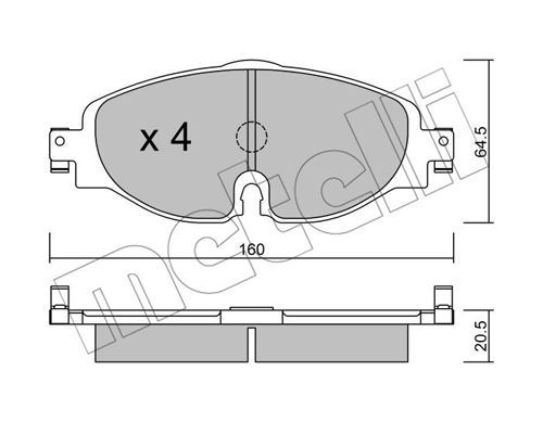 METELLI Комплект тормозных колодок, дисковый тормоз 22-0950-0