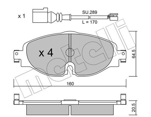 METELLI Комплект тормозных колодок, дисковый тормоз 22-0950-0K